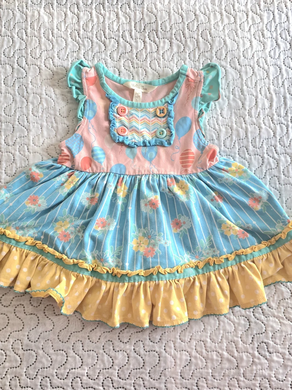 Matilda Jane Girls Size 2 Balloon Floral Twirl Dress Boutique Ruffle Cottagecore